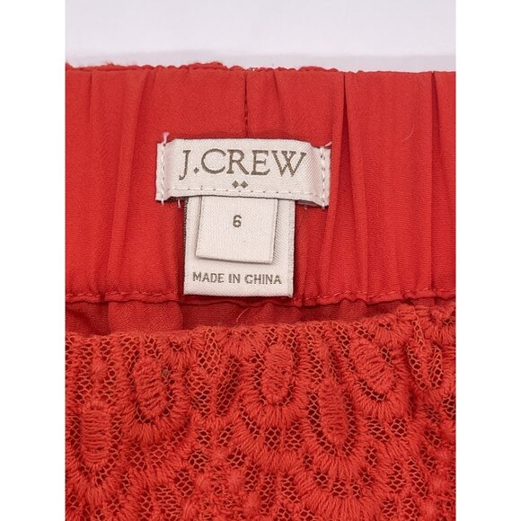 J. Crew Women’s Red Orange Coral Lace Short Pencil Skirt Scalloped Party Office - Picture 3 of 3